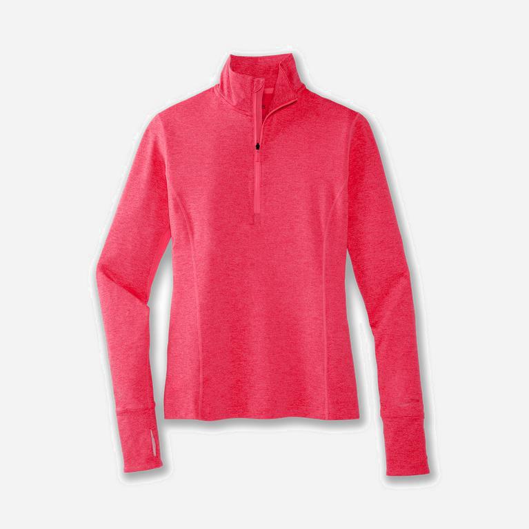 Brooks Dash 1/2 Zip Women's Running Jackets UK Online - Heather Fluoro Pink (JLHRZ1306)